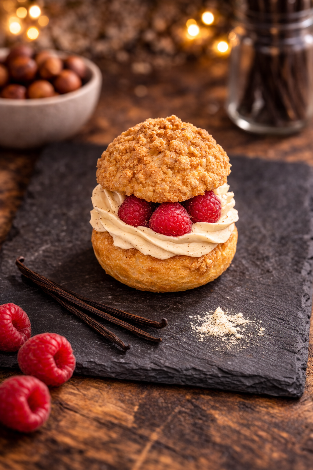 Chou éclat framboise vanille